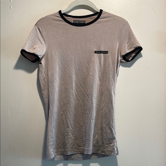 Emporio Armani Underwear Gray Black Trim Short Tight Fit Sleeve Unisex Tee - Picture 1 of 7